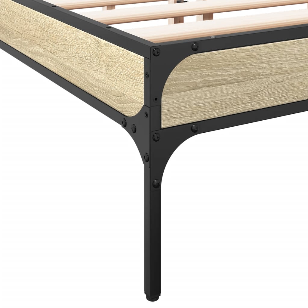 Sengeramme sonoma eik 135x190 cm konstruert tre og metall
