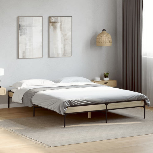 Sengeramme sonoma eik 135x190 cm konstruert tre og metall