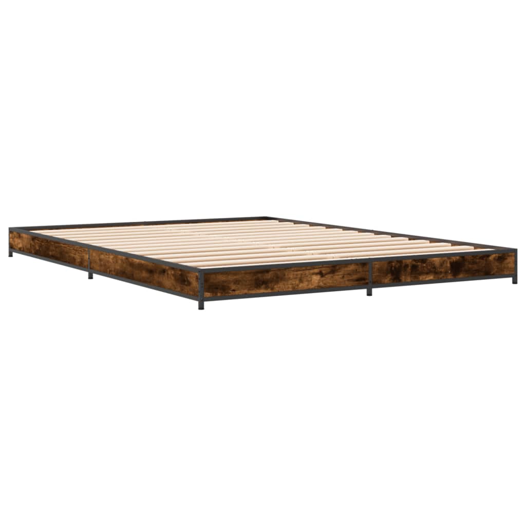 Sengeramme røkt eik 120x190 cm konstruert tre og metall