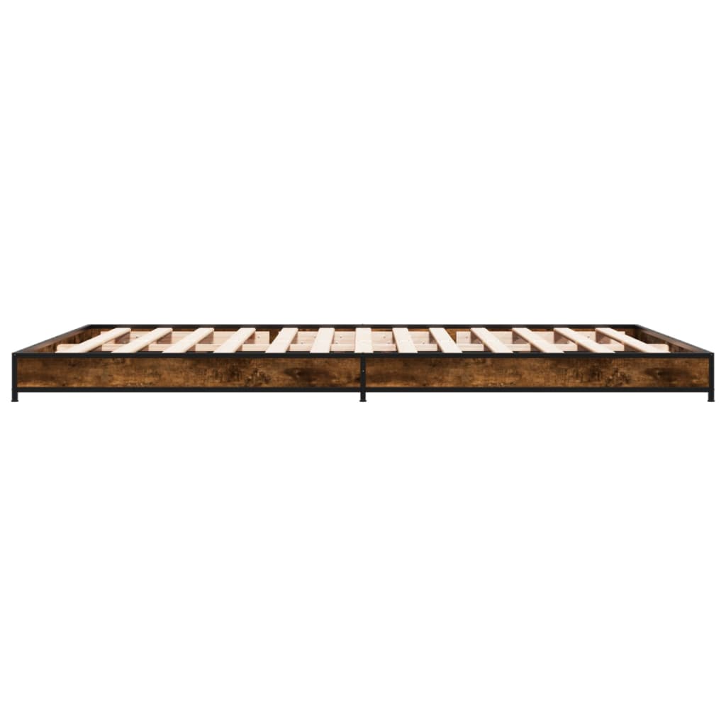 Sengeramme røkt eik 120x190 cm konstruert tre og metall