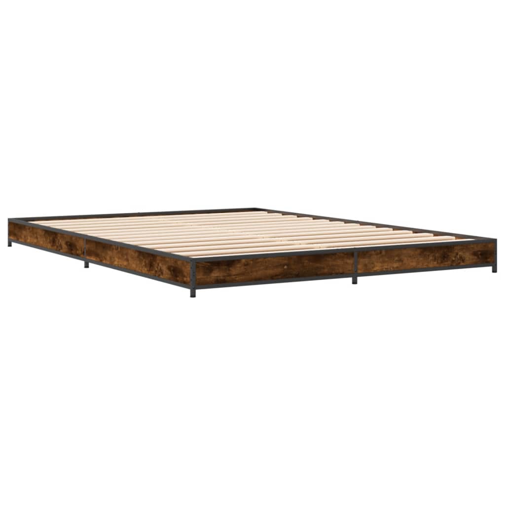 Sengeramme røkt eik 120x190 cm konstruert tre og metall