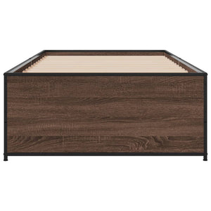 Sengeramme brun eik 100x200 cm konstruert tre og metall