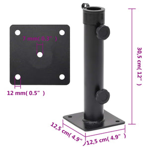 Parasollfot for Ø38/48 mm stang matt svart stål