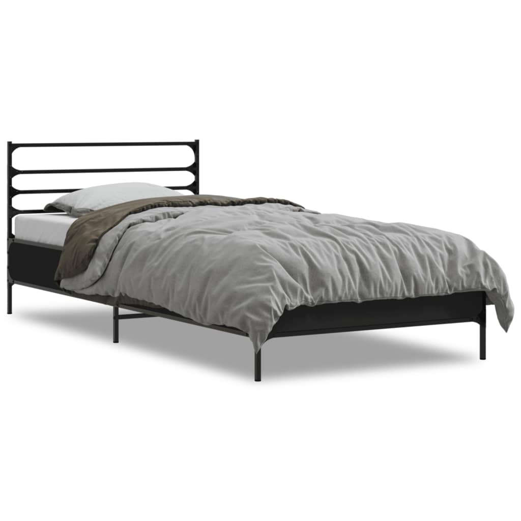 Sengeramme svart 100x200 cm konstruert tre og metall