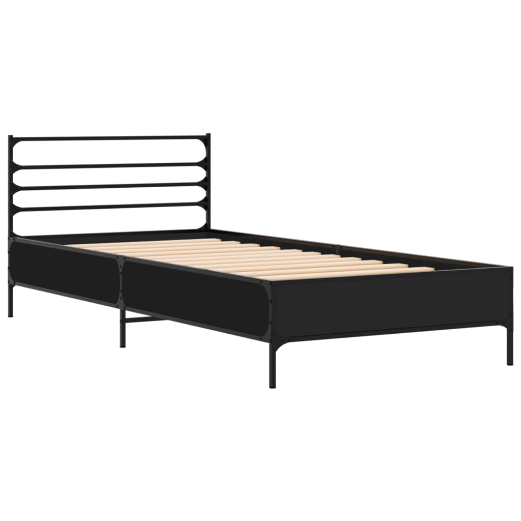 Sengeramme svart 100x200 cm konstruert tre og metall