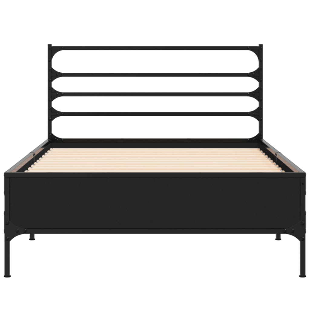 Sengeramme svart 100x200 cm konstruert tre og metall
