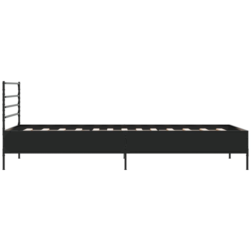 Sengeramme svart 100x200 cm konstruert tre og metall