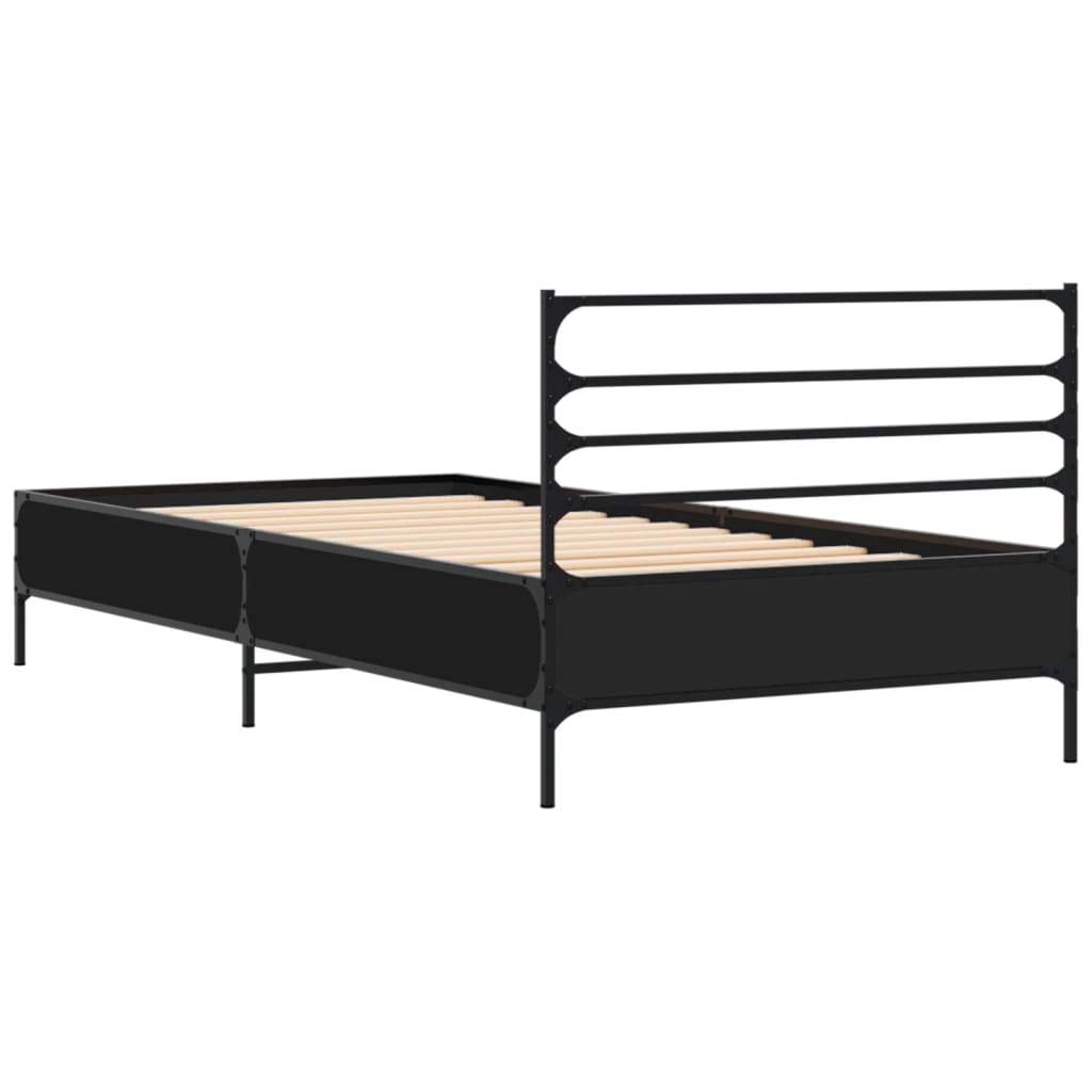 Sengeramme svart 100x200 cm konstruert tre og metall