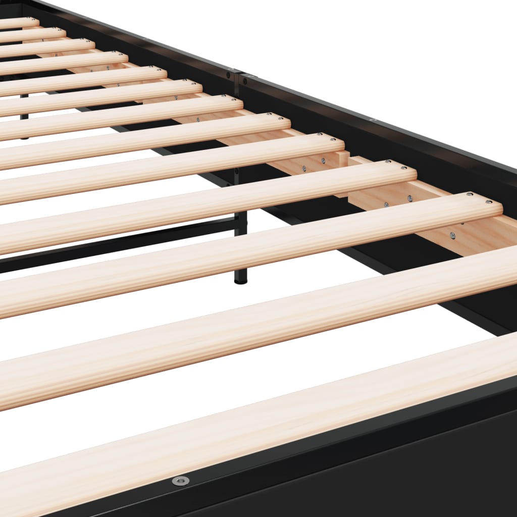 Sengeramme svart 100x200 cm konstruert tre og metall