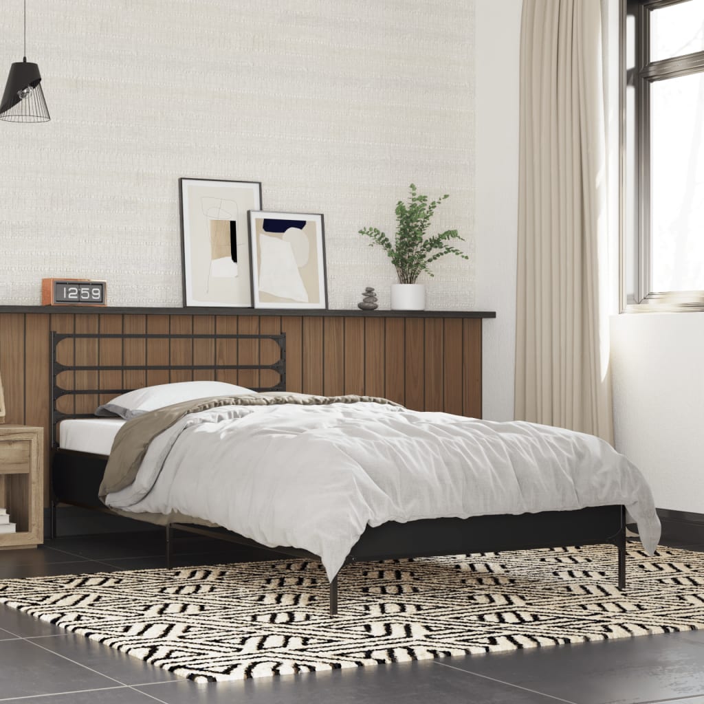 Sengeramme svart 100x200 cm konstruert tre og metall