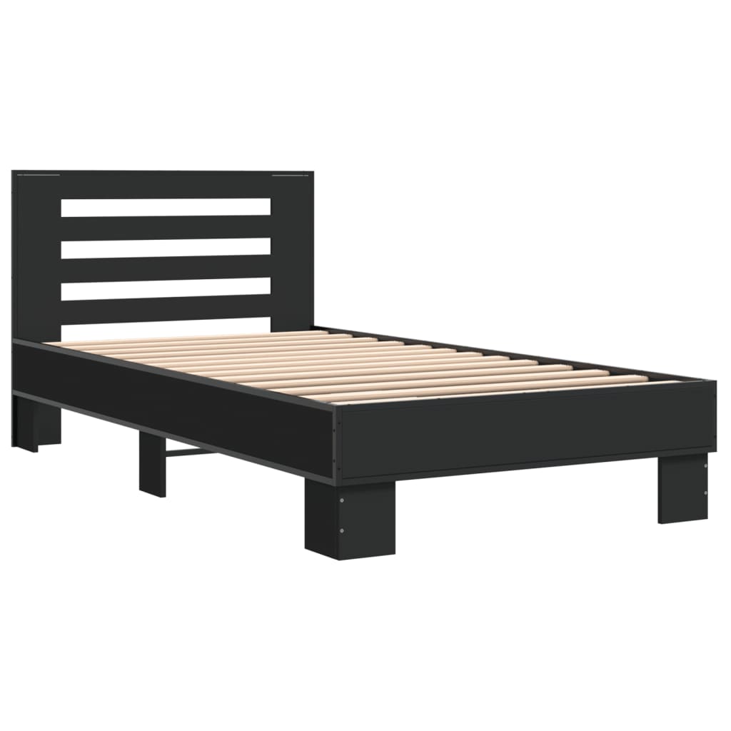 Sengeramme svart 100x200 cm konstruert tre og metall
