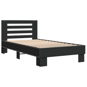 Sengeramme svart 100x200 cm konstruert tre og metall