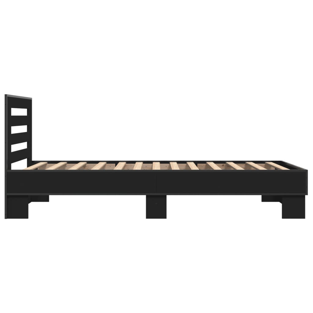 Sengeramme svart 100x200 cm konstruert tre og metall