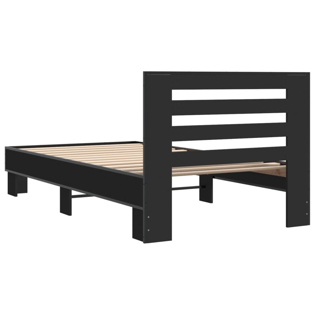 Sengeramme svart 100x200 cm konstruert tre og metall