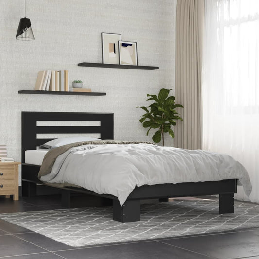 Sengeramme svart 100x200 cm konstruert tre og metall
