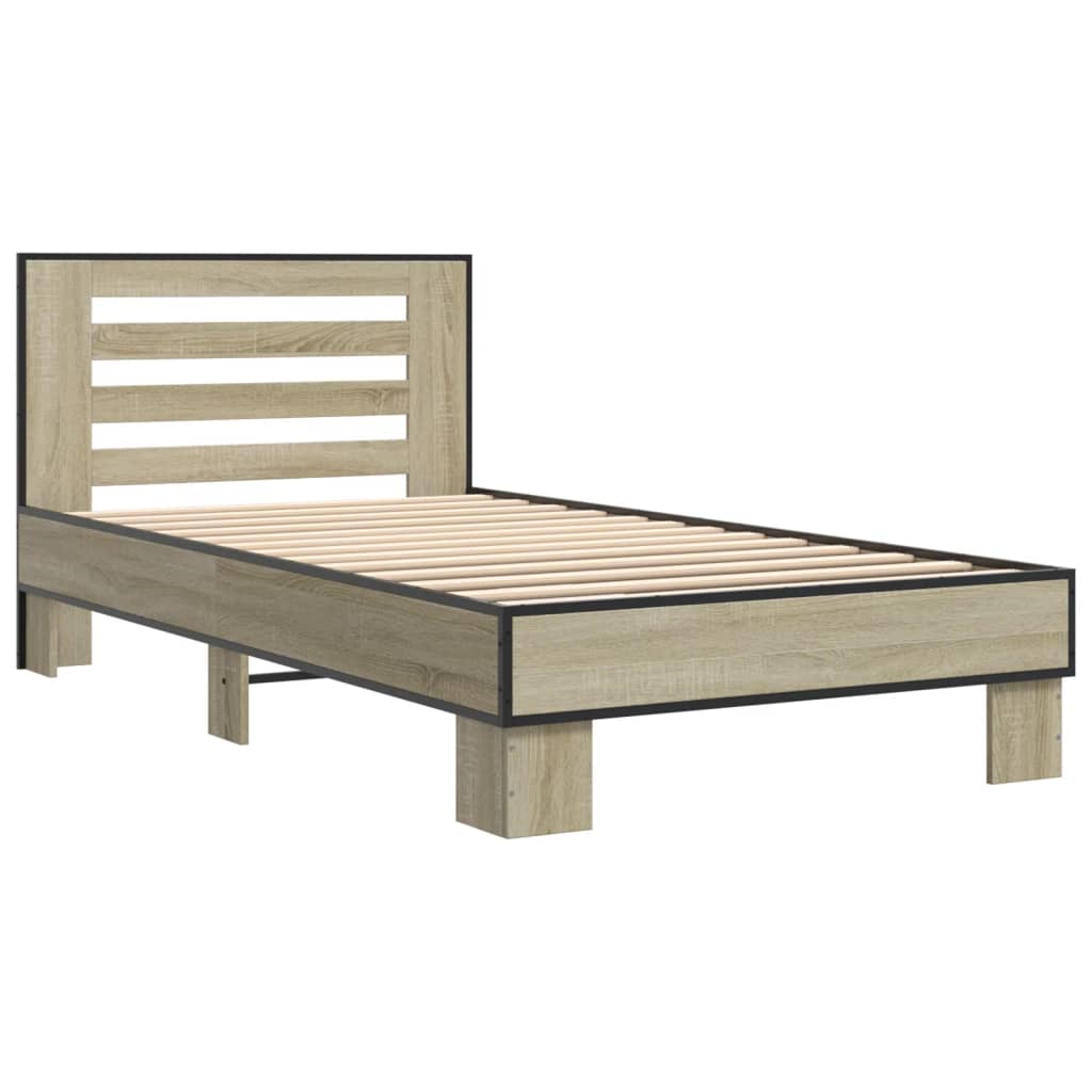 Sengeramme sonoma eik 100x200 cm konstruert tre og metall