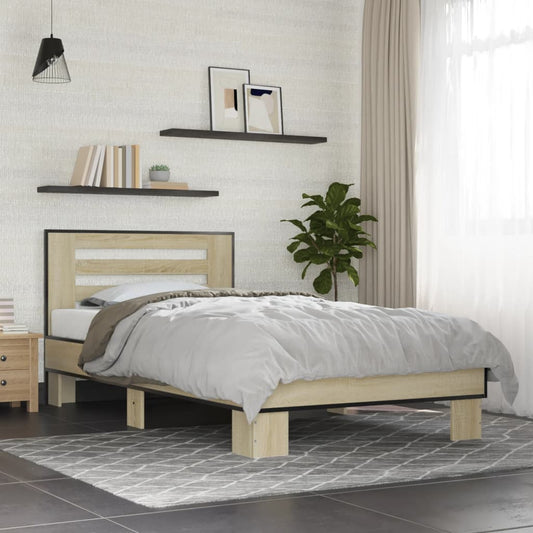 Sengeramme sonoma eik 100x200 cm konstruert tre og metall