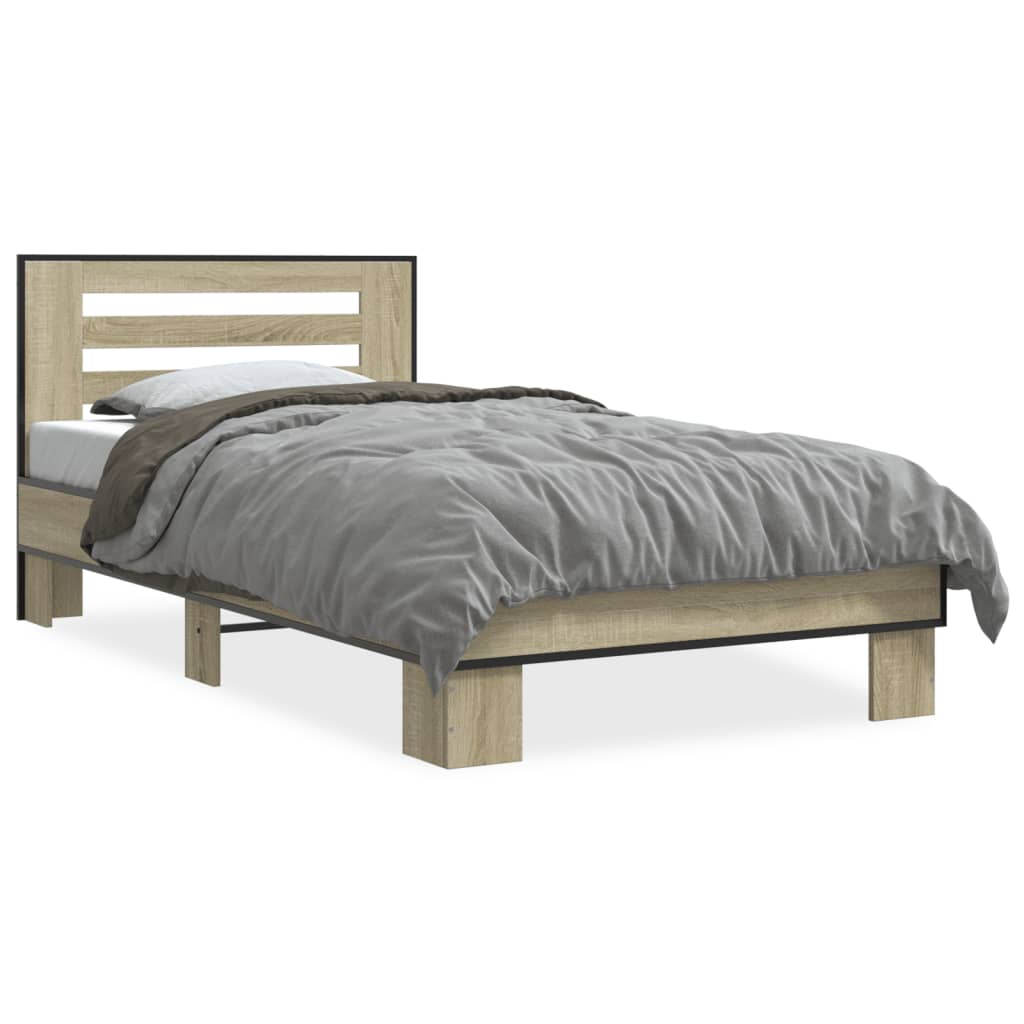 Sengeramme sonoma eik 90x200 cm konstruert tre og metall