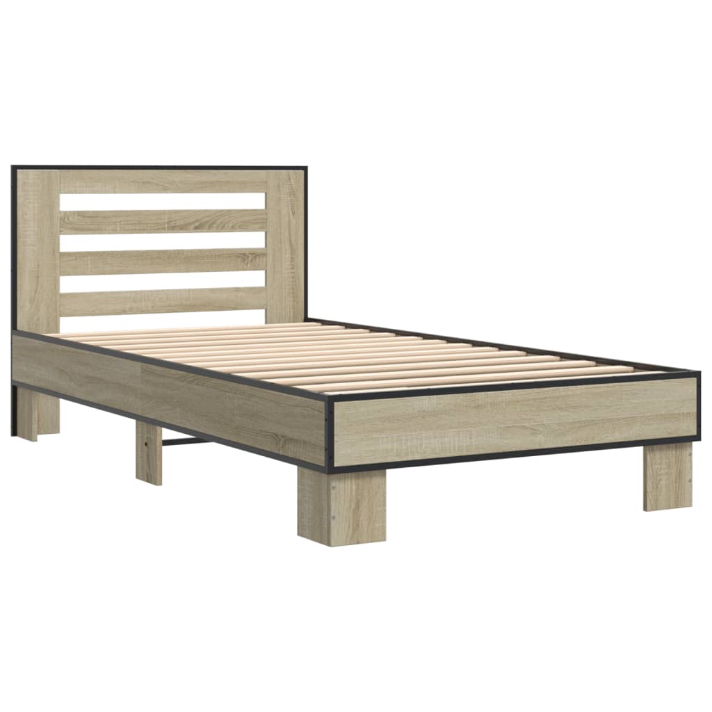 Sengeramme sonoma eik 90x200 cm konstruert tre og metall