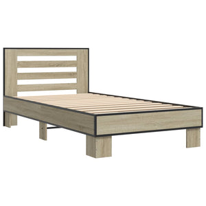 Sengeramme sonoma eik 90x200 cm konstruert tre og metall