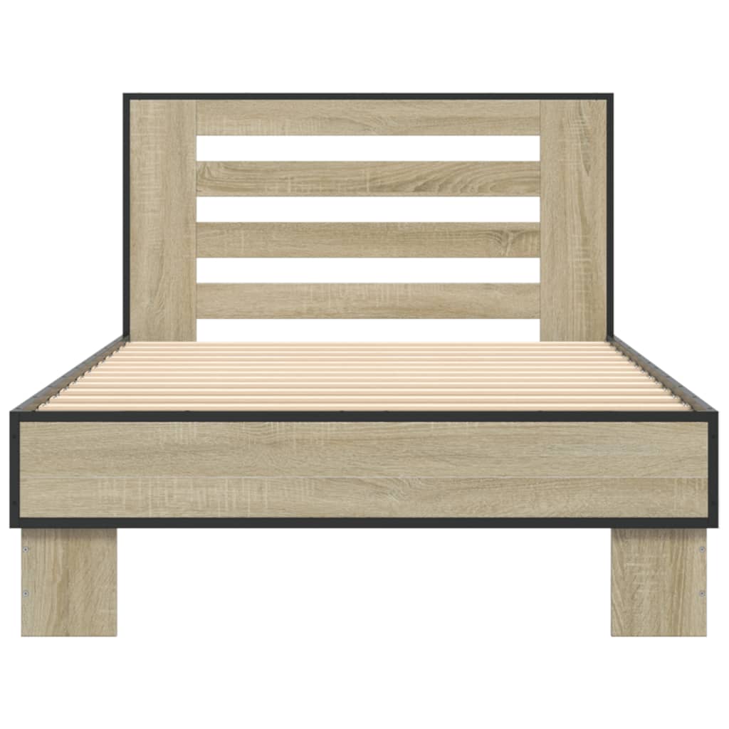 Sengeramme sonoma eik 90x200 cm konstruert tre og metall