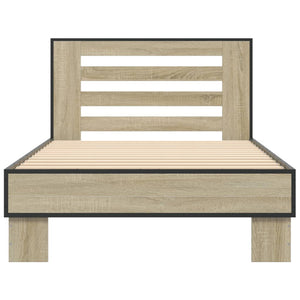 Sengeramme sonoma eik 90x200 cm konstruert tre og metall