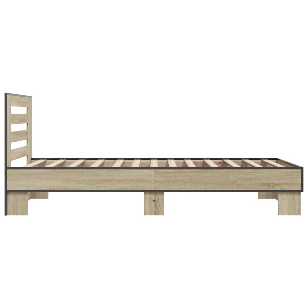 Sengeramme sonoma eik 90x200 cm konstruert tre og metall