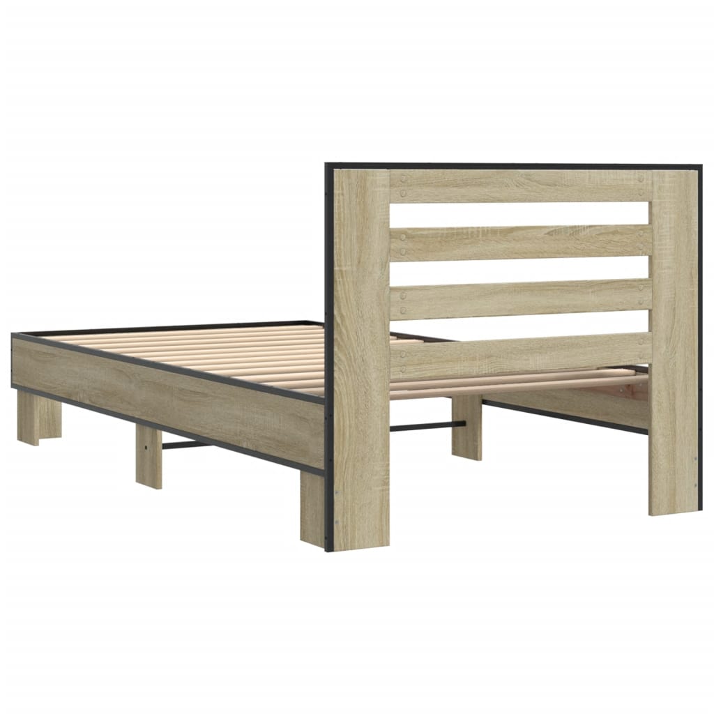 Sengeramme sonoma eik 90x200 cm konstruert tre og metall