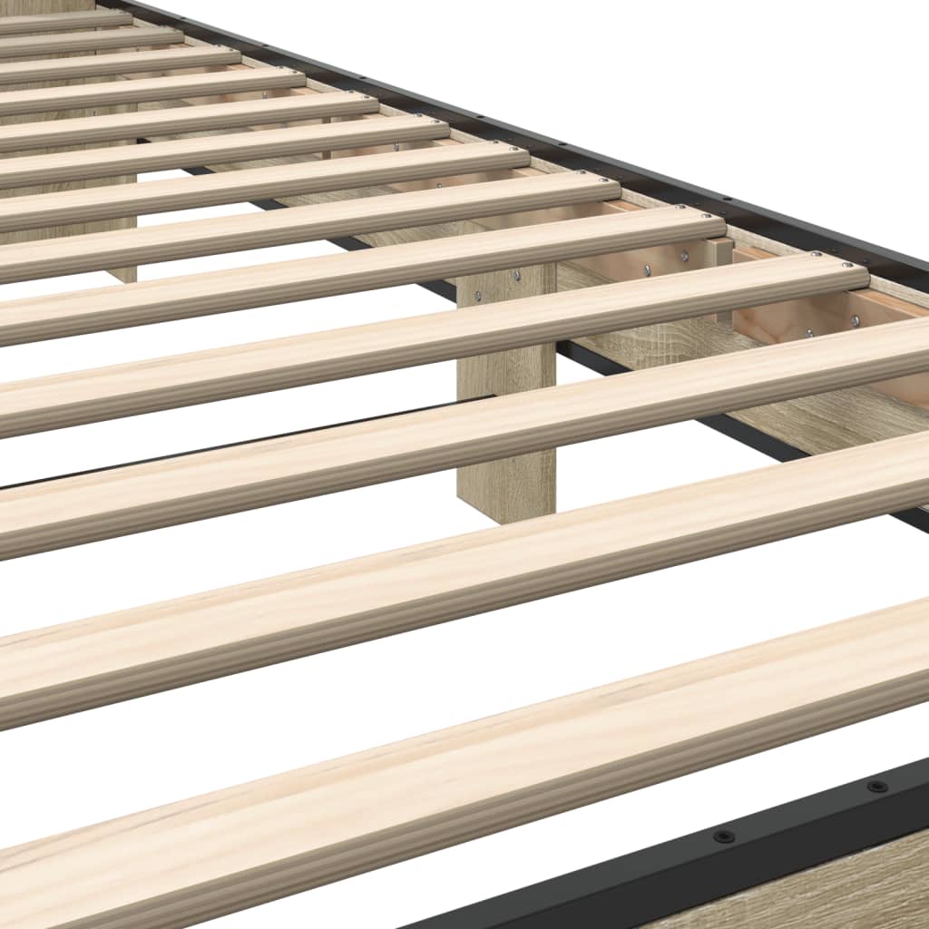 Sengeramme sonoma eik 90x200 cm konstruert tre og metall
