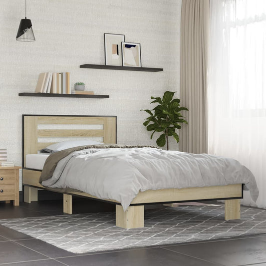 Sengeramme sonoma eik 90x200 cm konstruert tre og metall