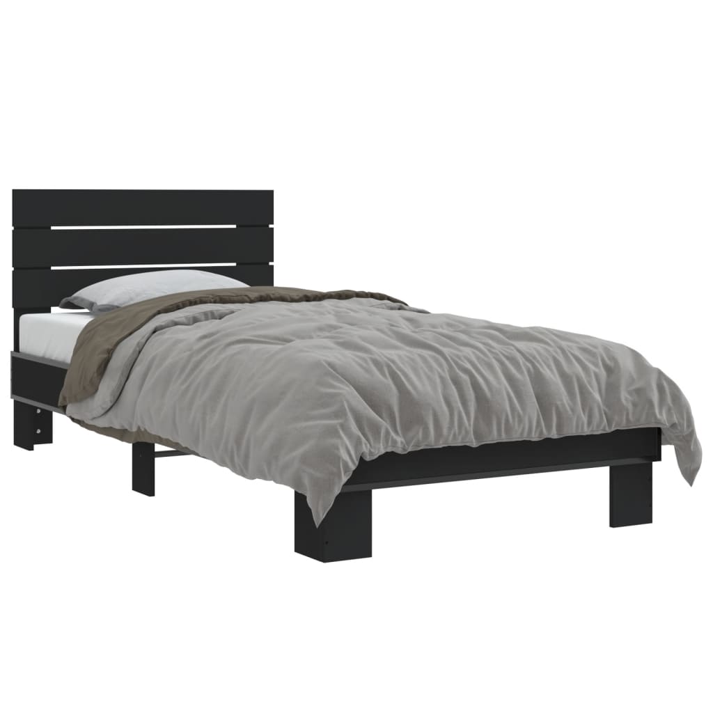 Sengeramme svart 100x200 cm konstruert tre og metall