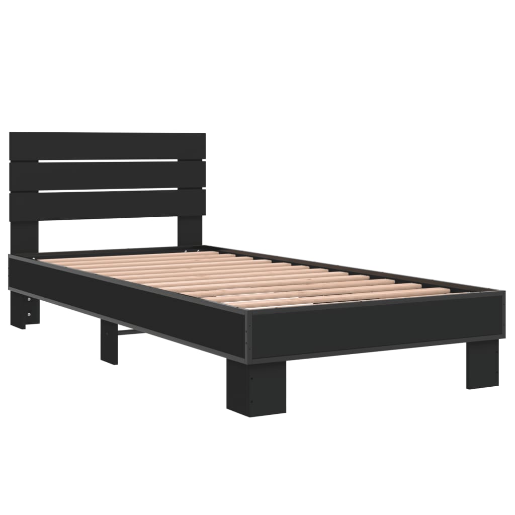 Sengeramme svart 100x200 cm konstruert tre og metall