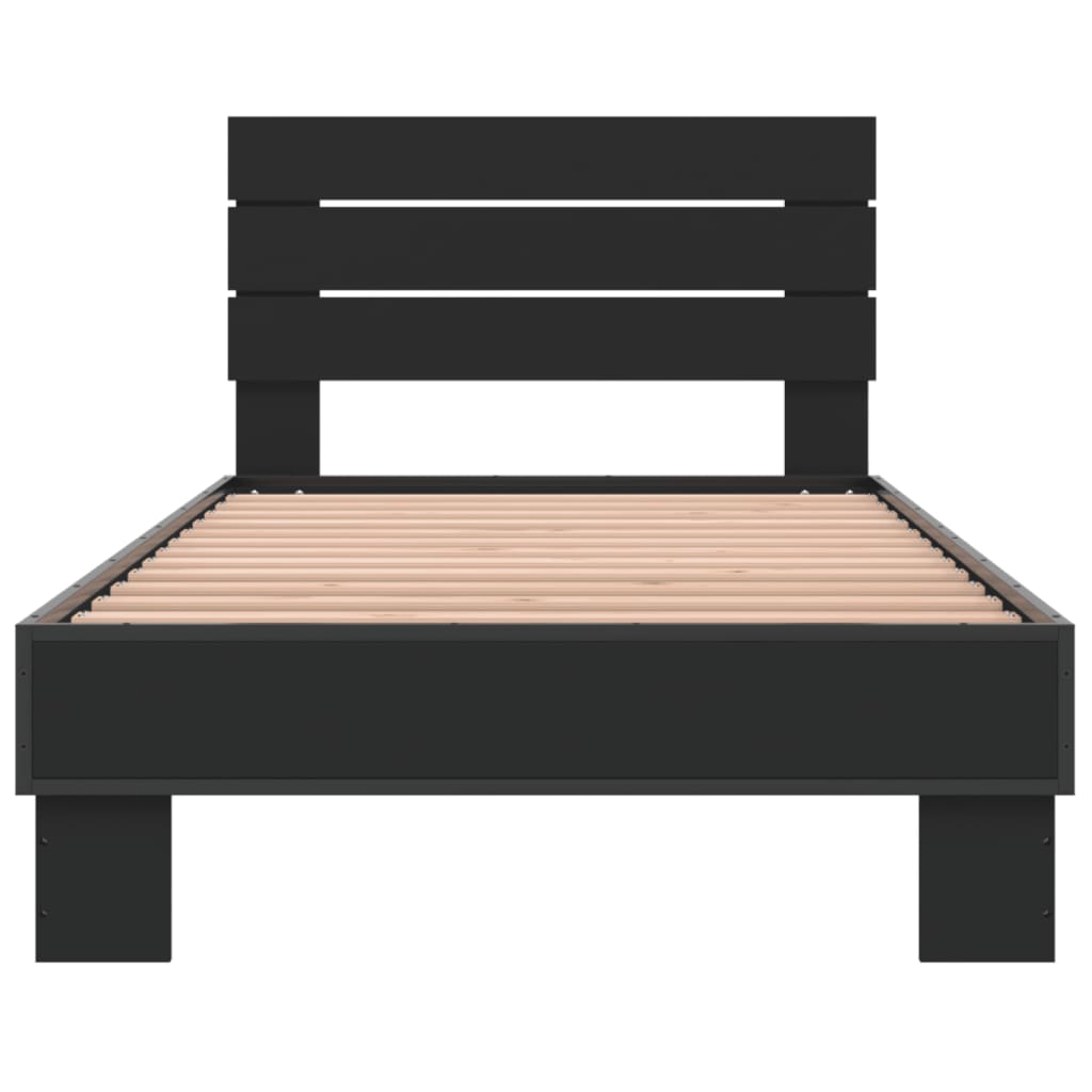 Sengeramme svart 100x200 cm konstruert tre og metall