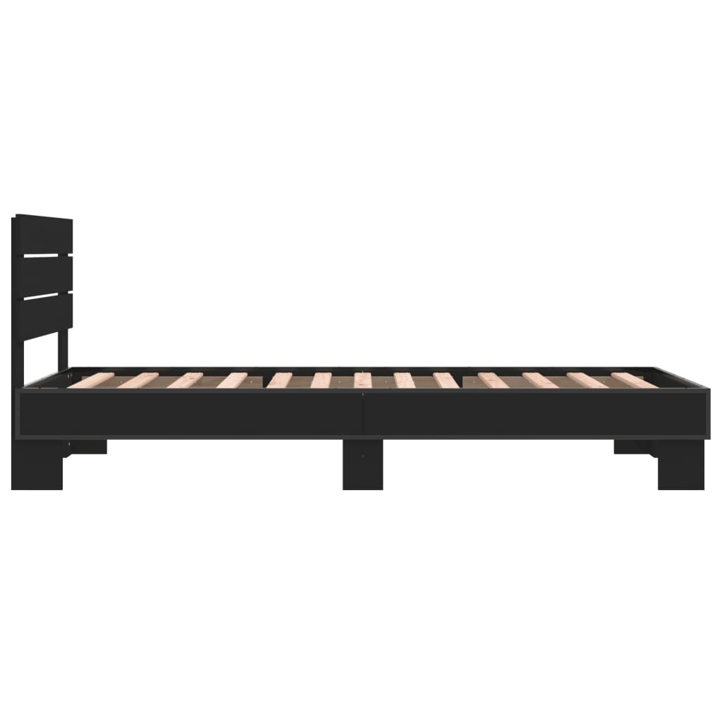 Sengeramme svart 100x200 cm konstruert tre og metall