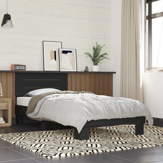 Sengeramme svart 100x200 cm konstruert tre og metall
