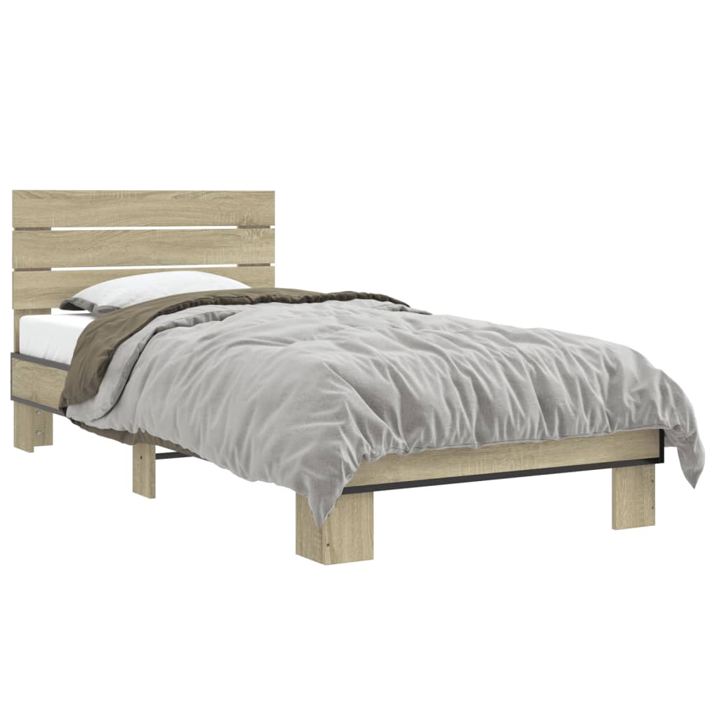 Sengeramme sonoma eik 100x200 cm konstruert tre og metall