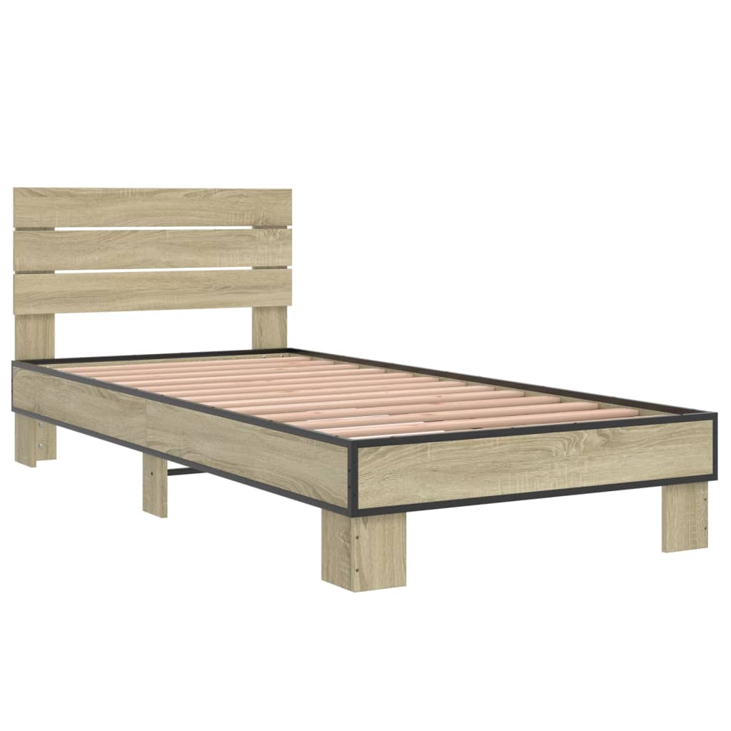 Sengeramme sonoma eik 100x200 cm konstruert tre og metall