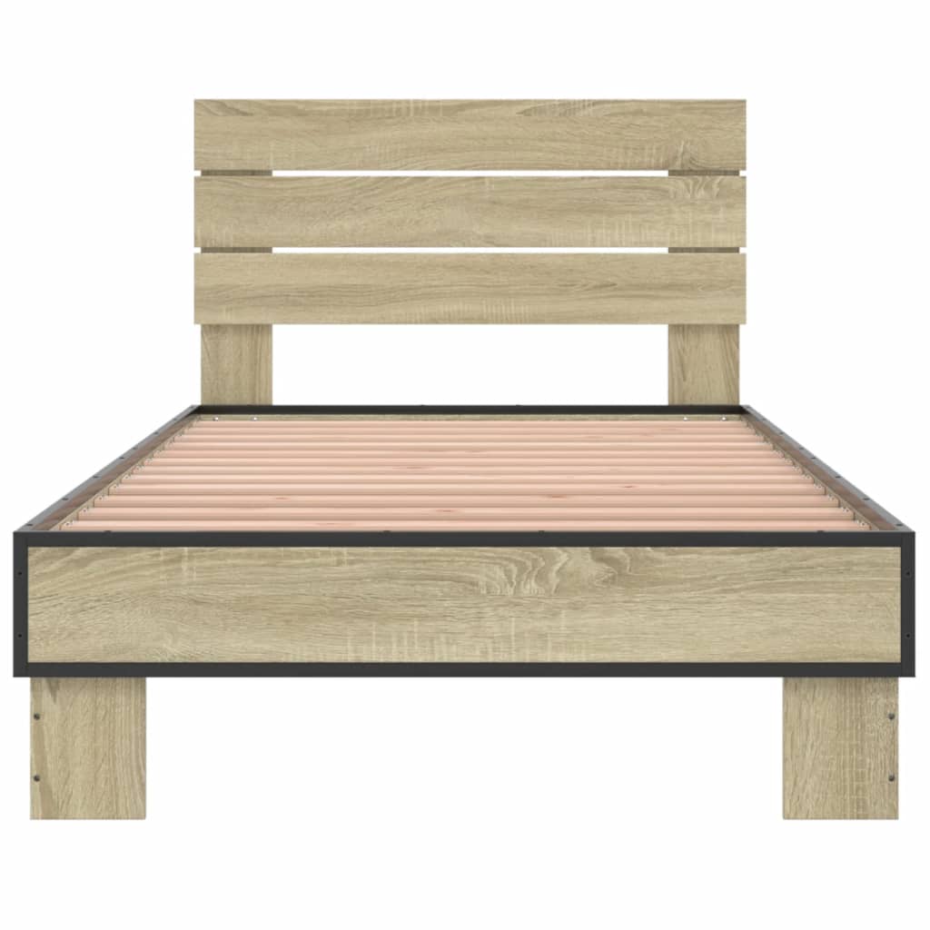 Sengeramme sonoma eik 100x200 cm konstruert tre og metall