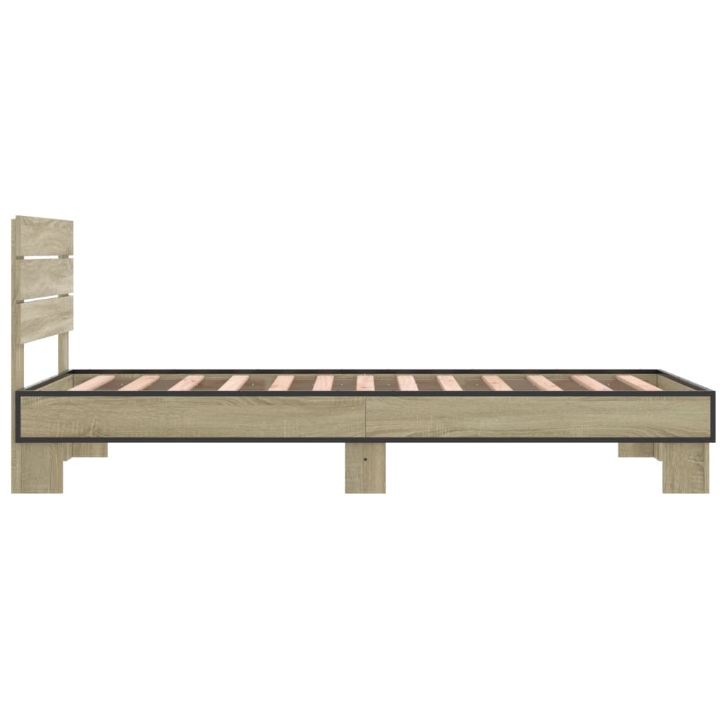 Sengeramme sonoma eik 100x200 cm konstruert tre og metall