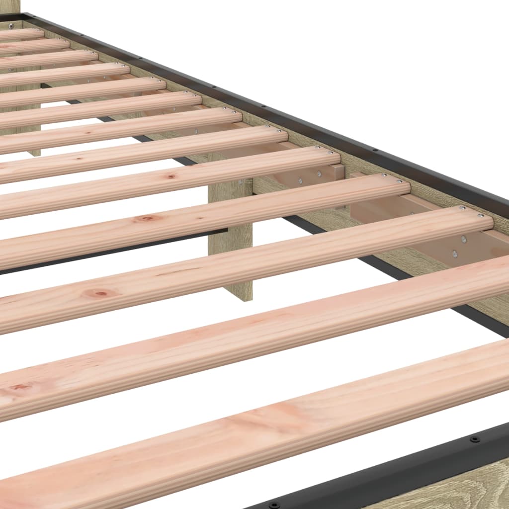 Sengeramme sonoma eik 100x200 cm konstruert tre og metall