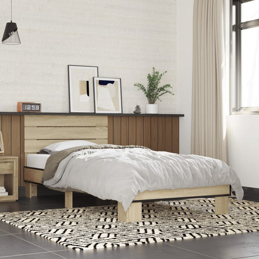 Sengeramme sonoma eik 100x200 cm konstruert tre og metall