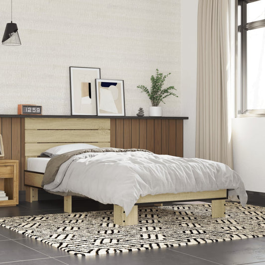 Sengeramme sonoma eik 90x190 cm konstruert tre og metall