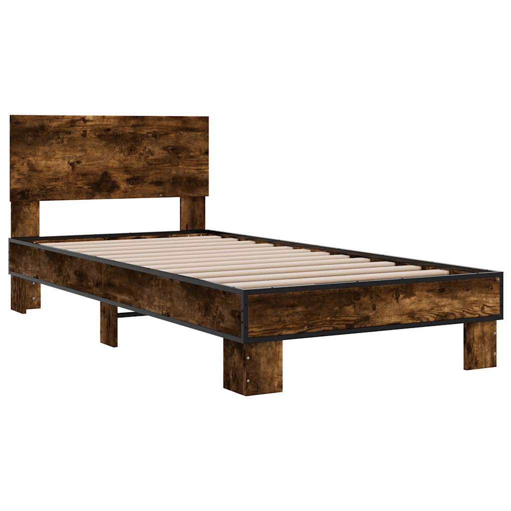 Sengeramme røkt eik 90x190 cm konstruert tre og metall
