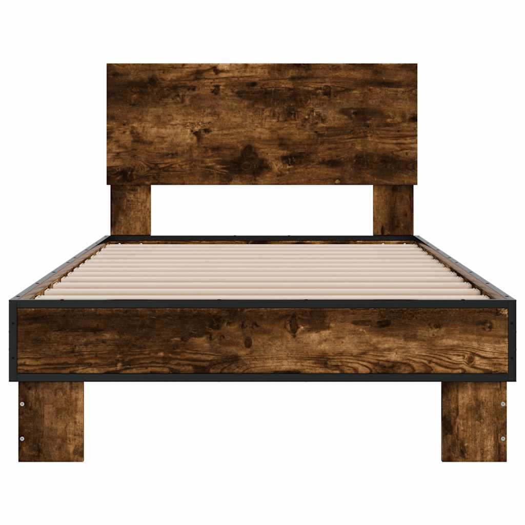 Sengeramme røkt eik 90x190 cm konstruert tre og metall