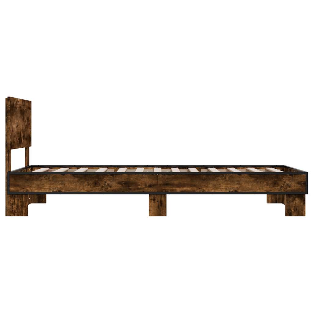 Sengeramme røkt eik 90x190 cm konstruert tre og metall