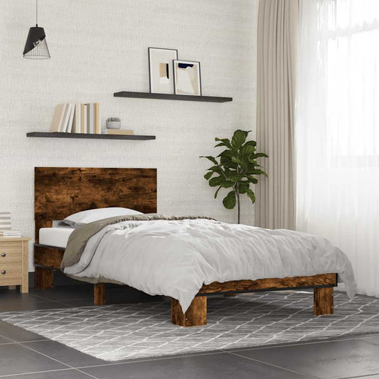 Sengeramme røkt eik 90x190 cm konstruert tre og metall