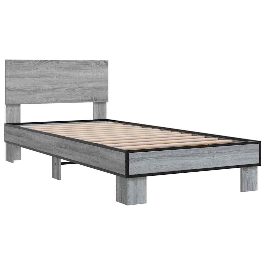Sengeramme grå sonoma 90x190 cm konstruert tre og metall