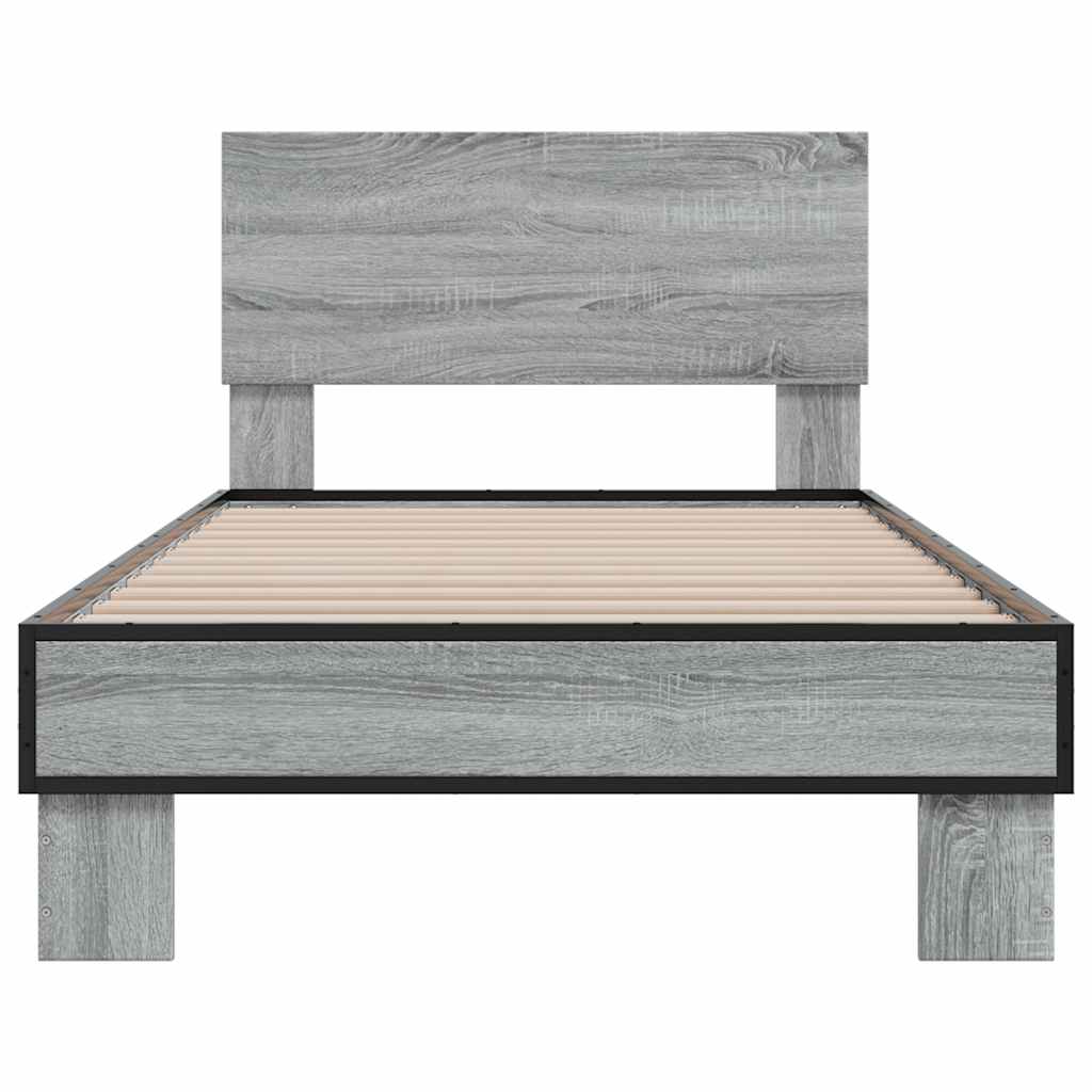 Sengeramme grå sonoma 90x190 cm konstruert tre og metall