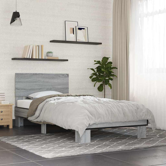 Sengeramme grå sonoma 90x190 cm konstruert tre og metall