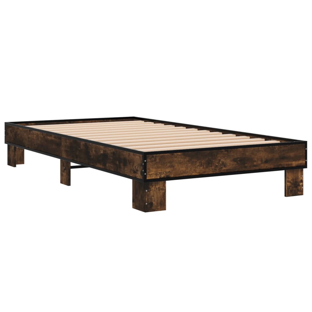 Sengeramme røkt eik 100x200 cm konstruert tre og metall